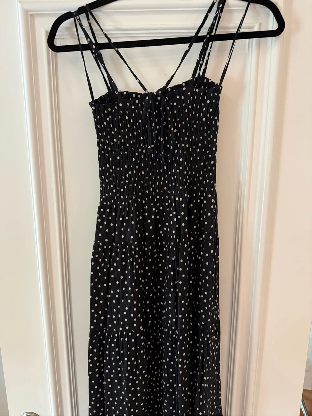 Abercrombie Black Polka Dot Tiered Maxi Dress - Classic Summer Style